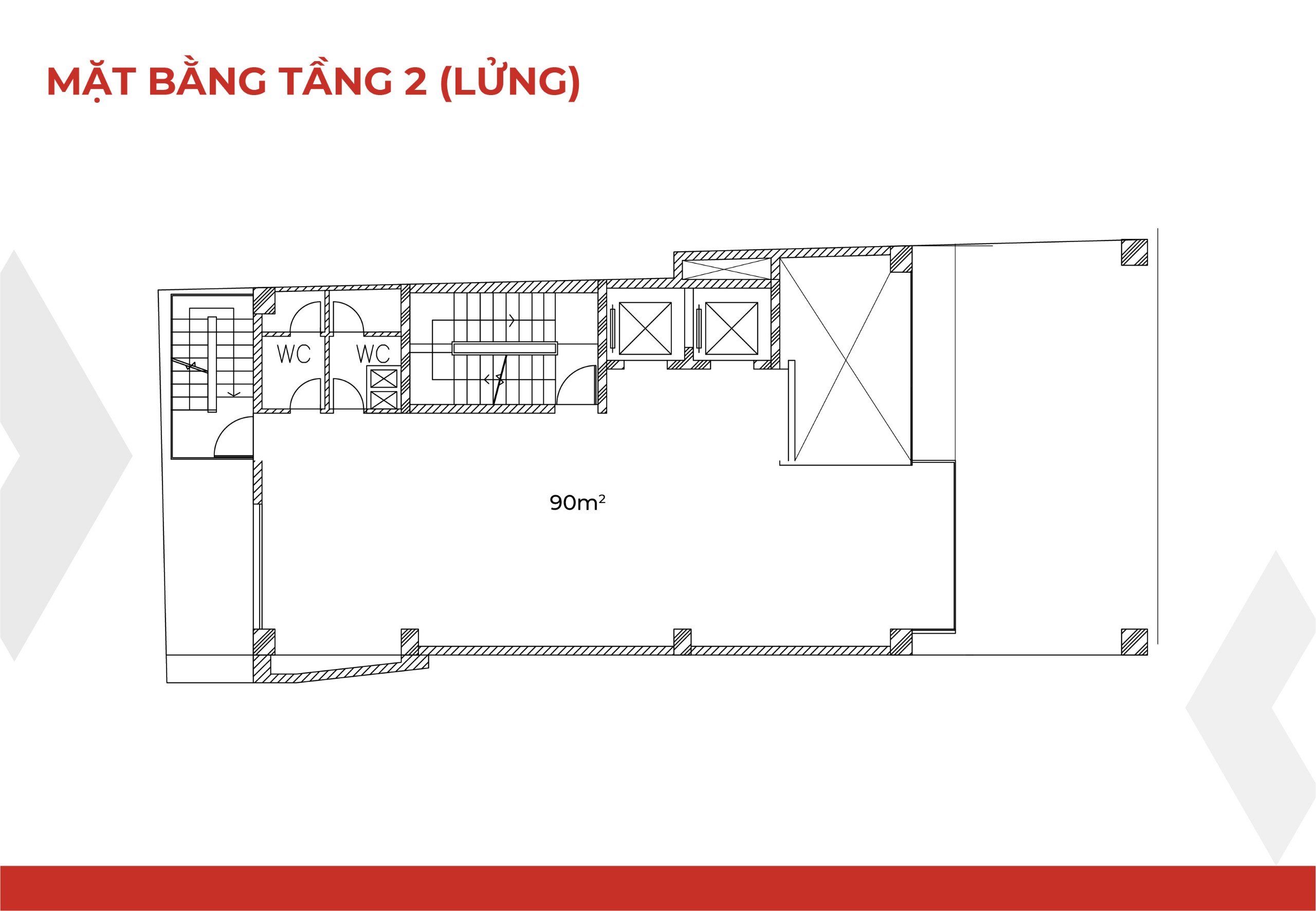 Mặt bằng tầng 2(L) tòa nhà văn phòng VNO 129